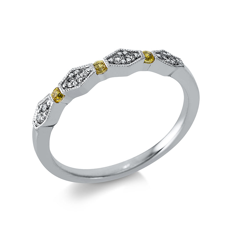 Ring mit Saphir  aus 750/-18 Karat Weißgold mit 8 Diamanten 0
