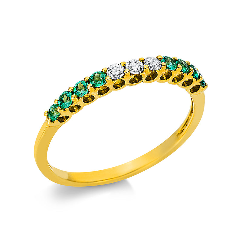 Ring mit Smaragd  aus 750/-18 Karat Gelbgold mit 3 Diamanten 0