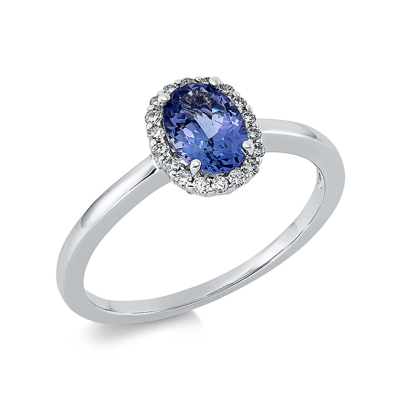 Ring mit Tansanit  aus 750/-18 Karat Weißgold mit 18 Diamanten 0