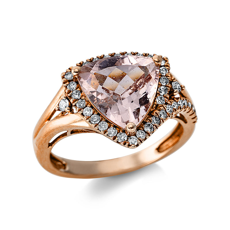 Ring mit Morganit  aus 585/-14 Karat Rotgold mit 37 Diamanten 0