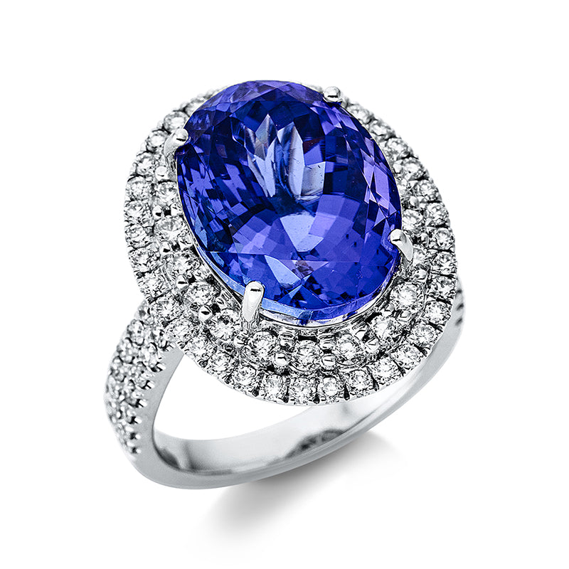 Ring mit Tansanit  aus 750/-18 Karat Weißgold mit 84 Diamanten 1