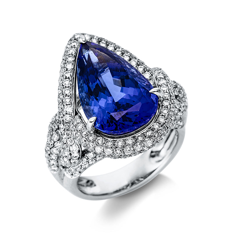 Ring mit Tansanit  aus 750/-18 Karat Weißgold mit 274 Diamanten 2