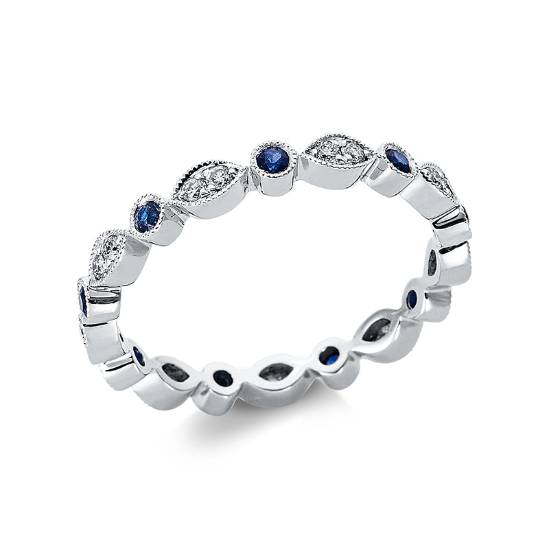 Ring mit Saphir  aus 750/-18 Karat Weißgold mit 18 Diamanten 0