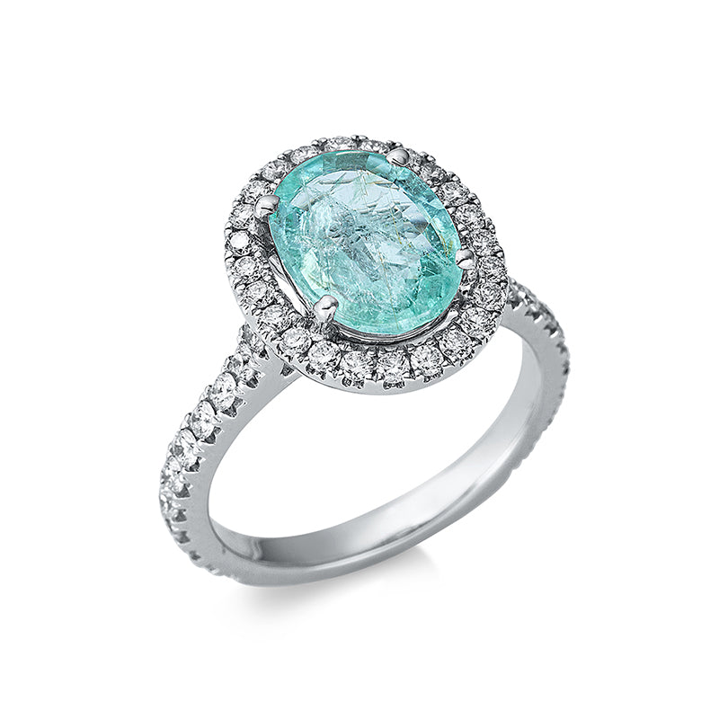 Ring mit Paraiba  aus 750/-18 Karat Weißgold mit 46 Diamanten 0