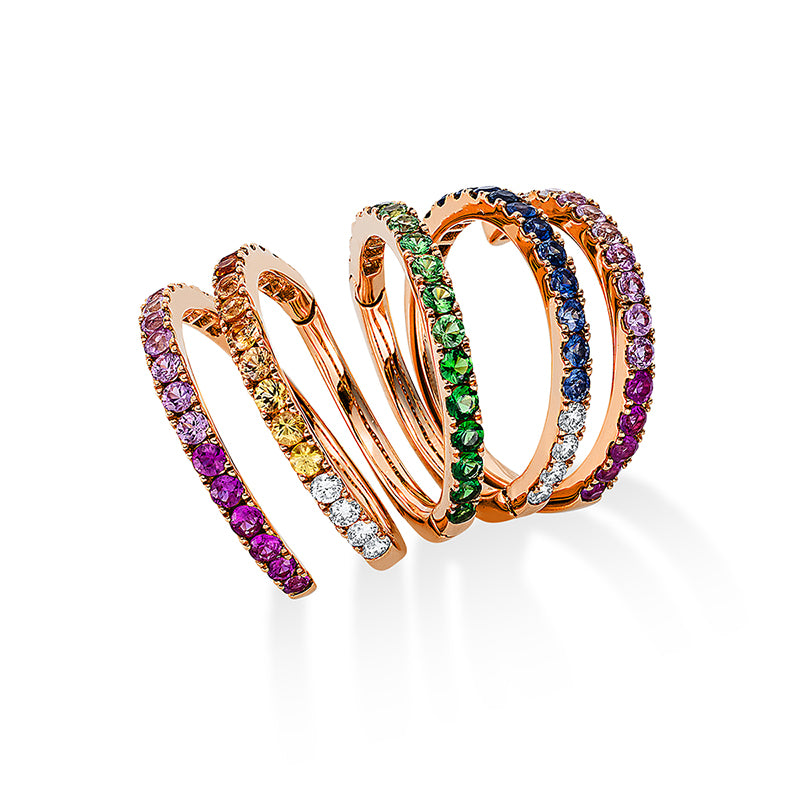 Ring mit Saphir  aus 750/-18 Karat Rotgold mit 20 Diamanten 0