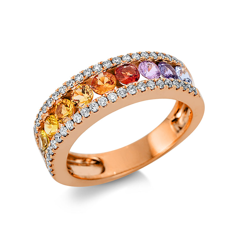 Ring mit Saphir  aus 750/-18 Karat Rotgold mit 48 Diamanten 0