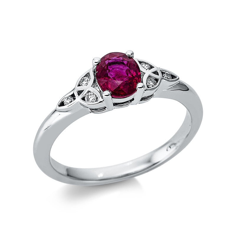 Ring mit Rubin  aus 750/-18 Karat Weißgold mit 6 Diamanten 0