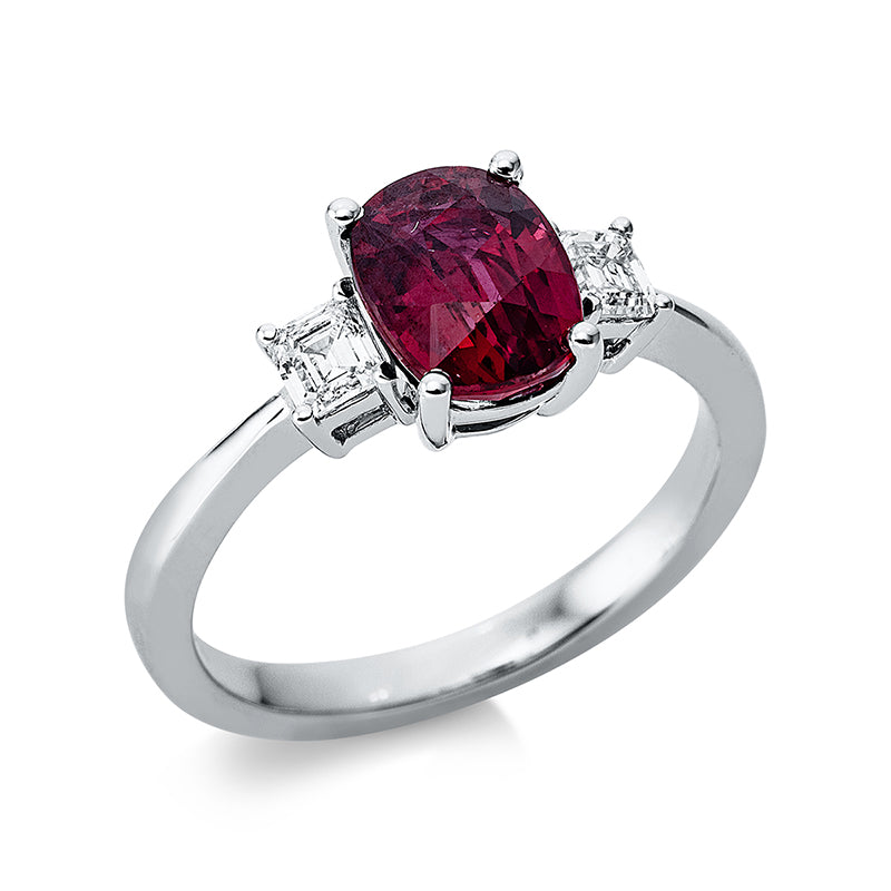 Ring mit Rubin  aus 750/-18 Karat Weißgold mit 2 Diamanten 0