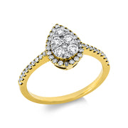 Ring - Halo Sparkle aus Gold mit Diamanten, Tropfen-Symbol - 1BW28