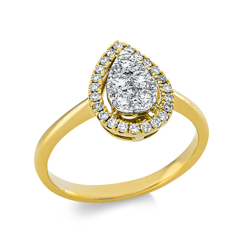 Ring - Halo Sparkle aus Gold mit Diamanten, Tropfen-Symbol - 1BW79