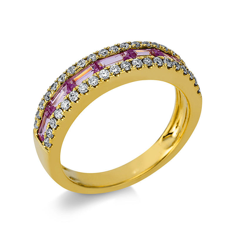 Ring mit Saphir  aus 750/-18 Karat Gelbgold mit 40 Diamanten 0