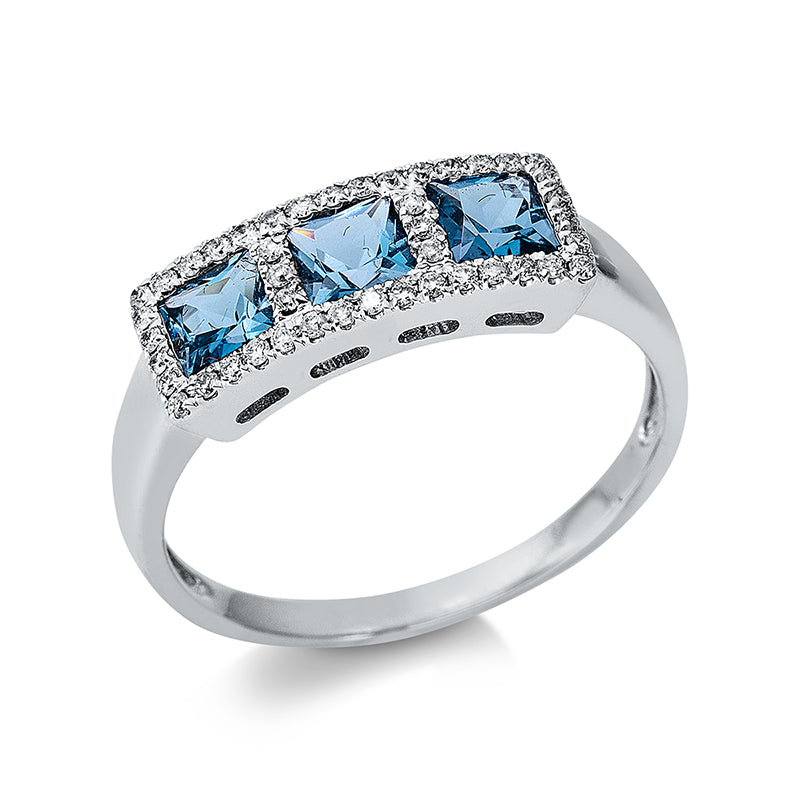 Ring mit Topas  aus 585/-14 Karat Weißgold mit 44 Diamanten 0