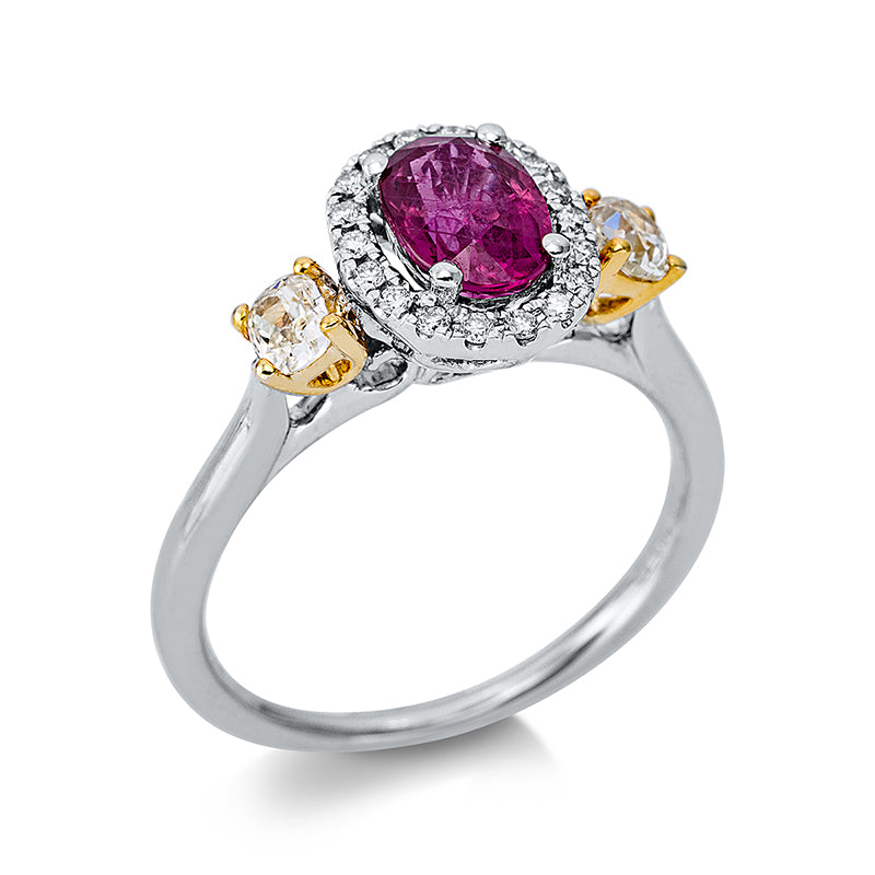 Ring mit Rubin  aus 750/-18 Karat Weißgold mit 22 Diamanten 0