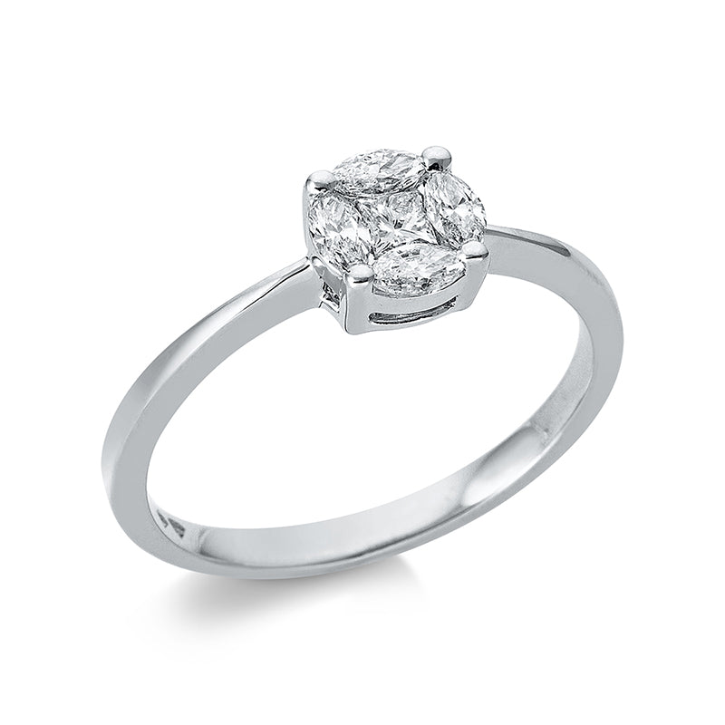 Ring    aus 750/-18 Karat Weißgold mit 5 Diamanten 0