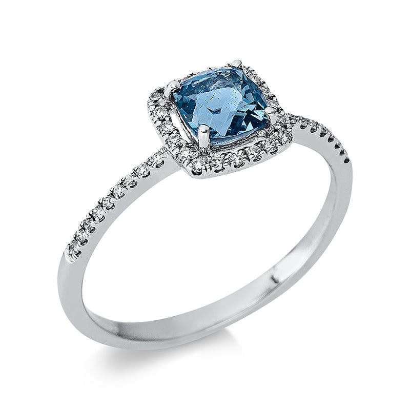 Ring mit Topas  aus 750/-18 Karat Weißgold mit 38 Diamanten 0