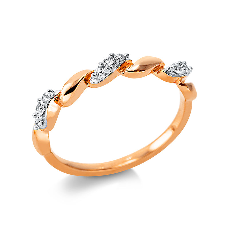 Ring    aus 750/-18 Karat Rotgold mit 9 Diamanten 0