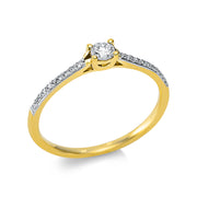 Ring - Solitaire mit Seitenbesatz aus Gold mit Diamanten - 1CA85