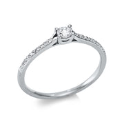 Ring - Solitaire mit Seitenbesatz aus Gold mit Diamanten - 1CA85