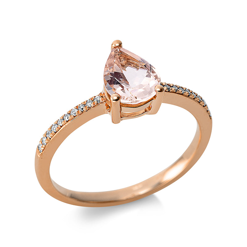 Ring mit Morganit  aus 750/-18 Karat Rotgold mit 20 Diamanten 0