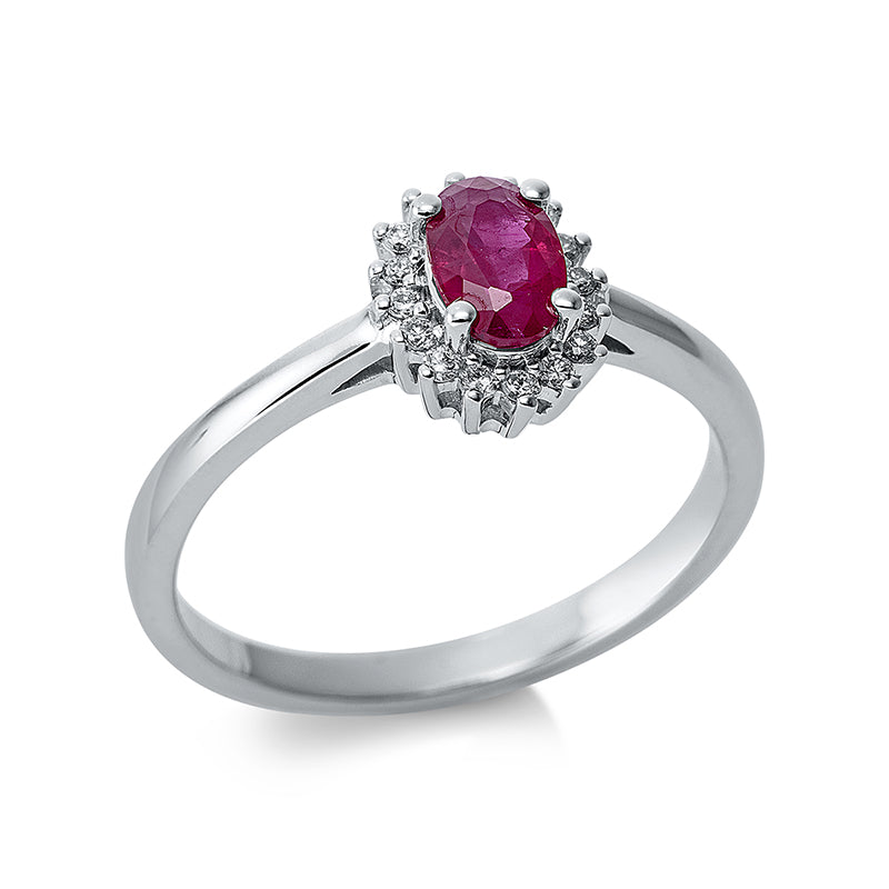 Ring mit Rubin  aus 750/-18 Karat Weißgold mit 16 Diamanten 0