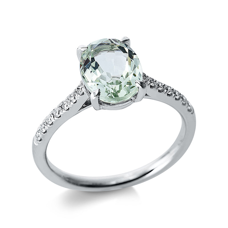 Ring mit Amethyst  aus 750/-18 Karat Weißgold mit 14 Diamanten 0