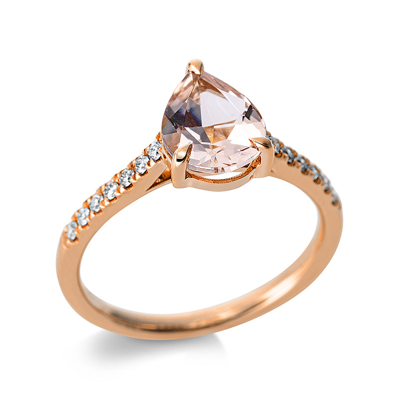 Ring mit Morganit  aus 750/-18 Karat Rotgold mit 14 Diamanten 0