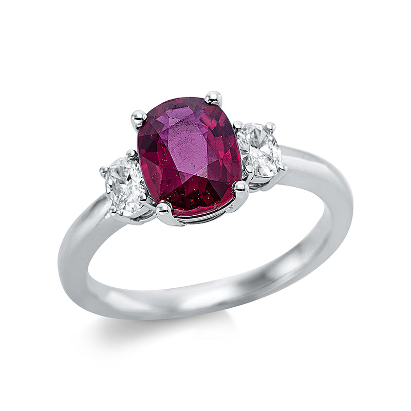 Ring mit Rubin  aus 750/-18 Karat Weißgold mit 2 Diamanten 0
