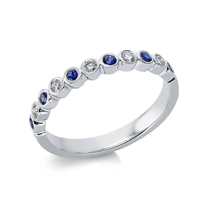 Ring mit Saphir  aus 750/-18 Karat Weißgold mit 5 Diamanten 0