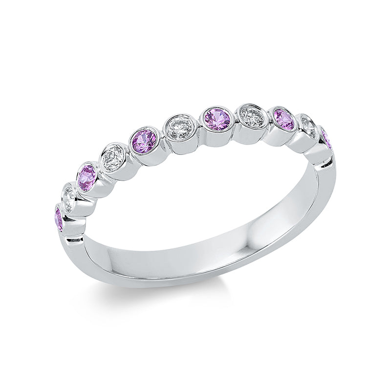 Ring mit Saphir  aus 750/-18 Karat Weißgold mit 5 Diamanten 0