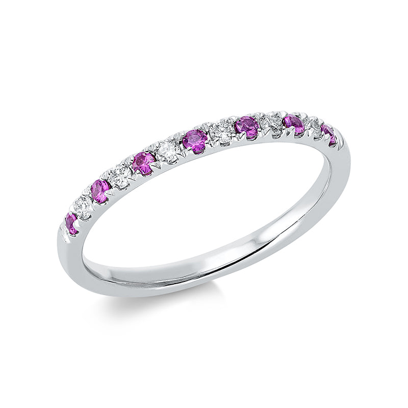 Ring mit Rubin  aus 750/-18 Karat Weißgold mit 6 Diamanten 0