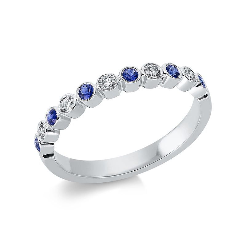 Ring mit Saphir  aus 750/-18 Karat Weißgold mit 5 Diamanten 0