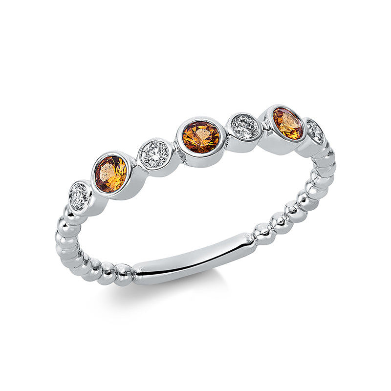 Ring mit Saphir  aus 750/-18 Karat Weißgold mit 4 Diamanten 0