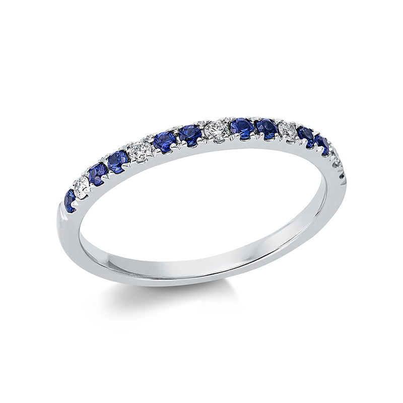 Ring mit Saphir  aus 750/-18 Karat Weißgold mit 5 Diamanten 0