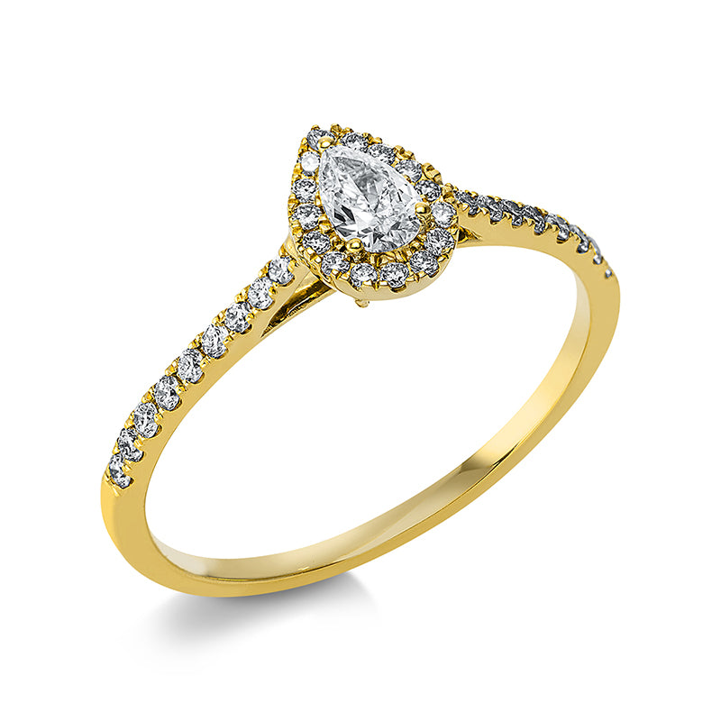 Ring - Solitaire mit Seitenbesatz aus Gold mit Diamanten - 1CC83