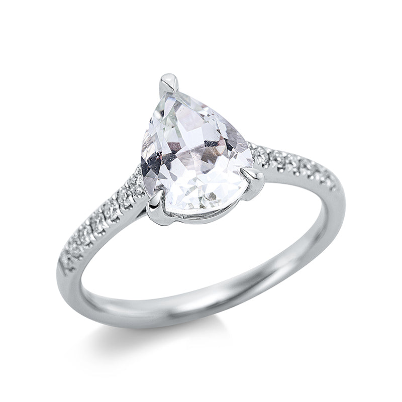 Ring mit Amethyst  aus 750/-18 Karat Weißgold mit 14 Diamanten 0