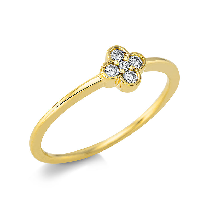 Ring    aus 750/-18 Karat Gelbgold mit 5 Diamanten 0