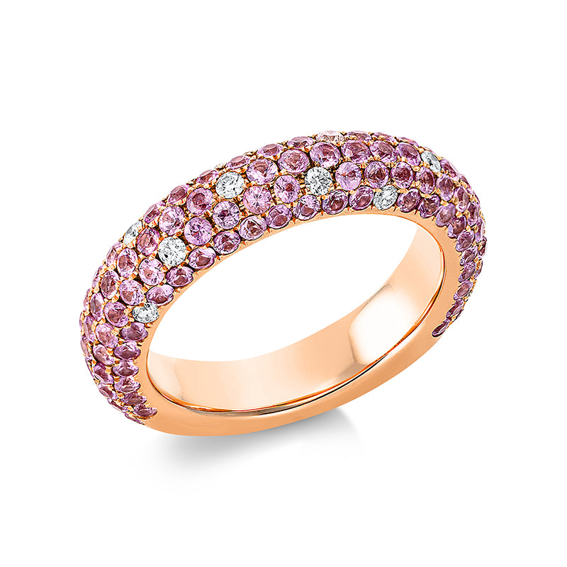 Ring mit Saphir  aus 750/-18 Karat Rotgold mit 10 Diamanten 0
