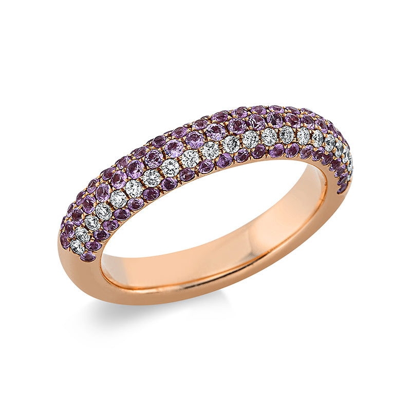 Ring mit Saphir  aus 750/-18 Karat Rotgold mit 21 Diamanten 0