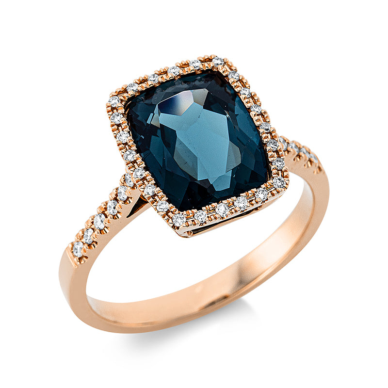 Ring mit Topas  aus 750/-18 Karat Rotgold mit 36 Diamanten 0