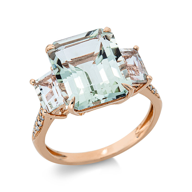 Ring mit Amethyst  aus 750/-18 Karat Rotgold mit 22 Diamanten 0
