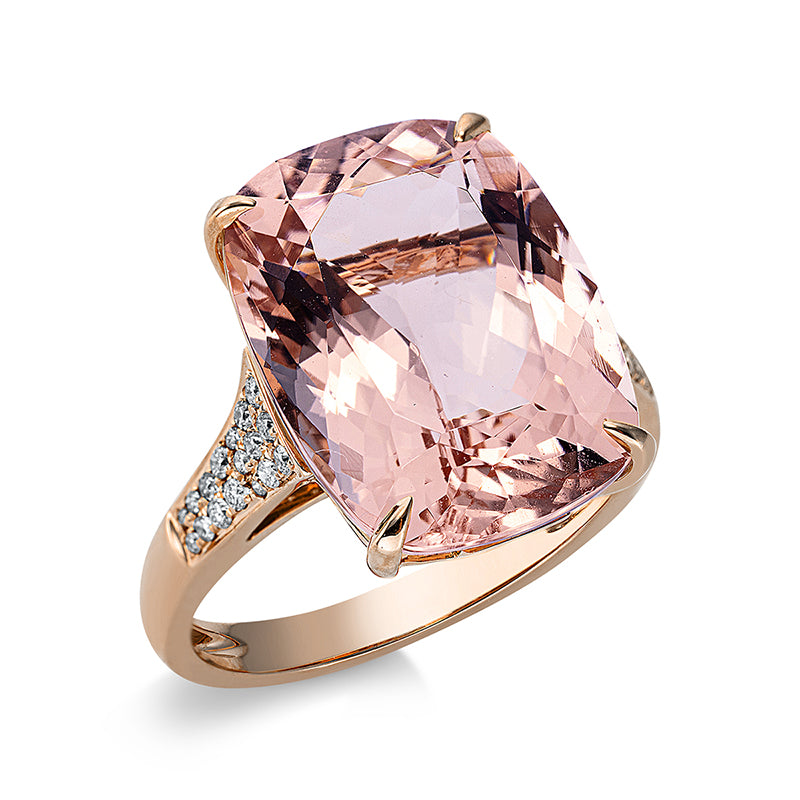 Ring mit Morganit  aus 750/-18 Karat Rotgold mit 34 Diamanten 0