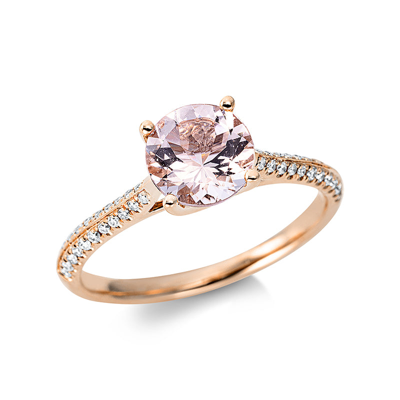 Ring mit Morganit  aus 750/-18 Karat Rotgold mit 44 Diamanten 0