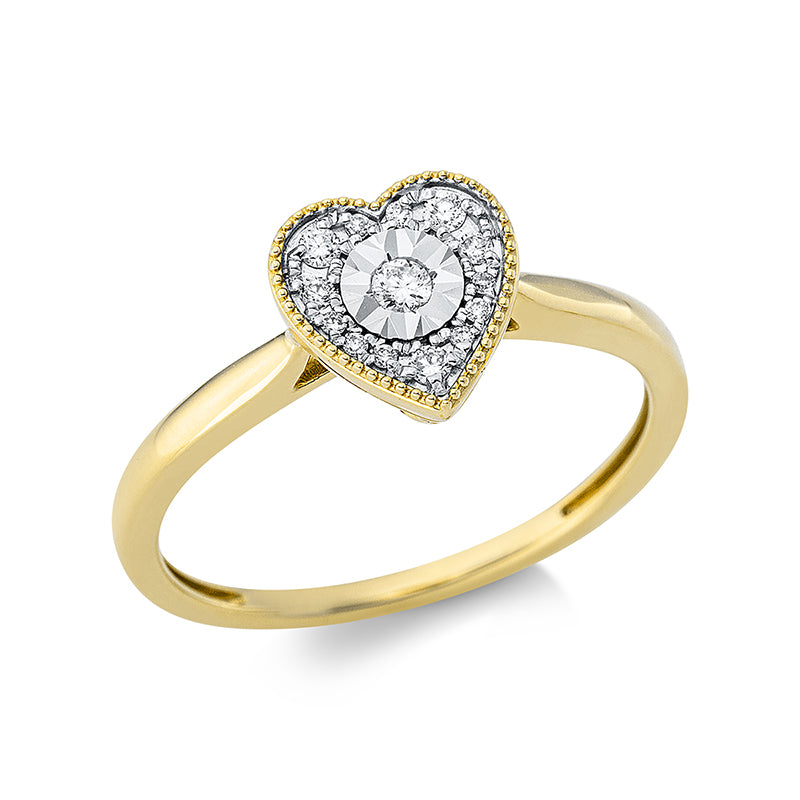 Ring - Herz aus Gold mit Diamanten, Herz-Symbol - 1CF26