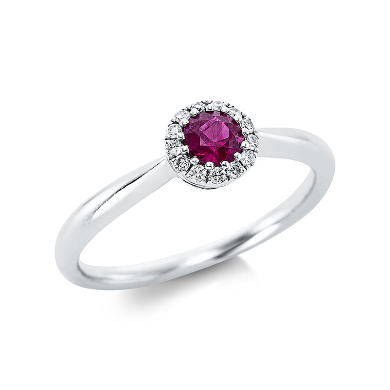 Ring mit Rubin  aus 750/-18 Karat Weißgold mit 13 Diamanten 0