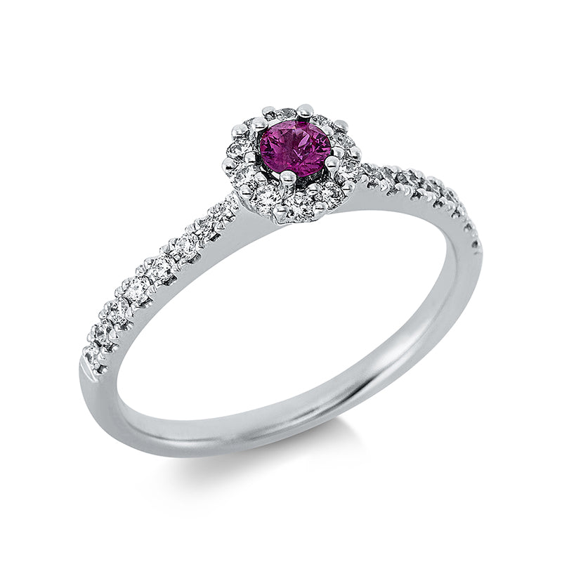 Ring mit Rubin  aus 750/-18 Karat Weißgold mit 26 Diamanten 0