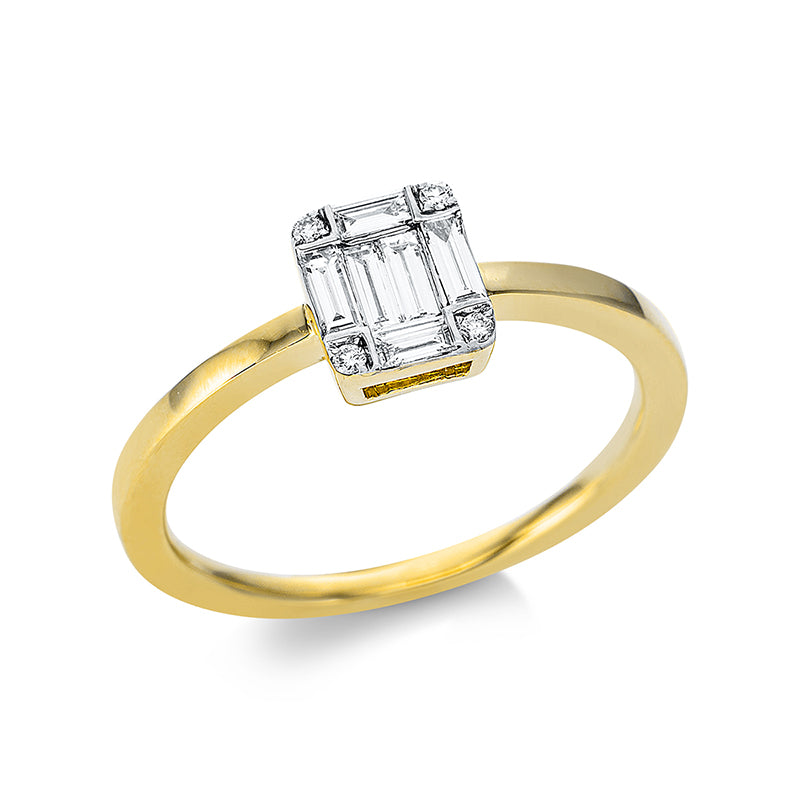 Ring - Halo Sparkle aus Gold mit Diamanten, Fassung rhodiniert - 1CH39
