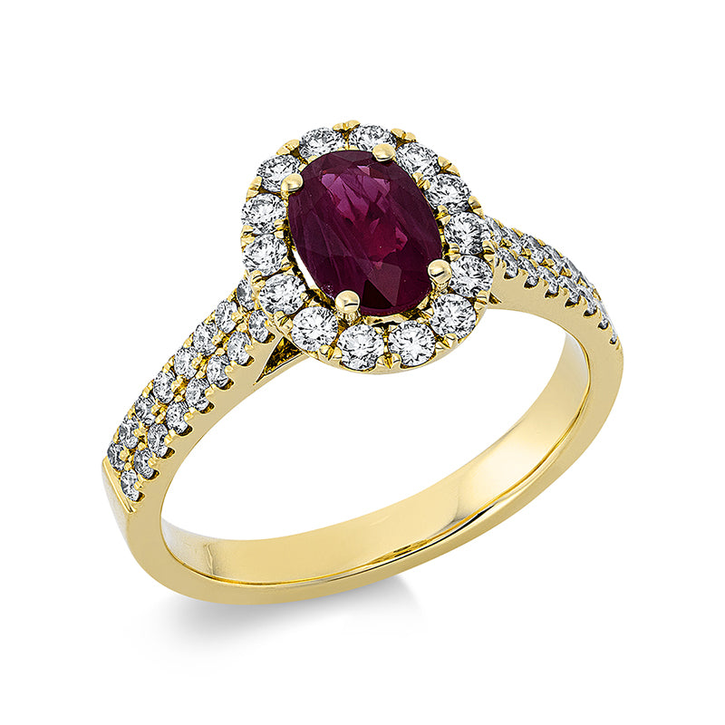 Ring aus Gold mit Diamanten mit Rubin - 1CH51