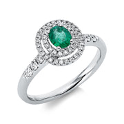 Ring mit Smaragd  aus 750/-18 Karat Weißgold mit 50 Diamanten 0