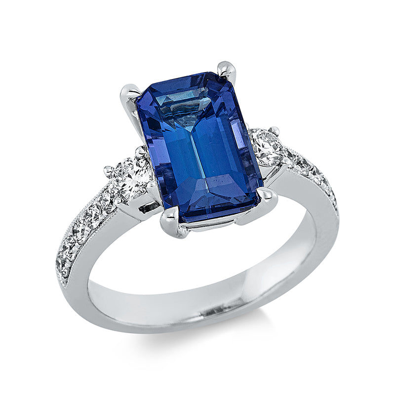 Ring mit Tansanit  aus 750/-18 Karat Weißgold mit 12 Diamanten 0