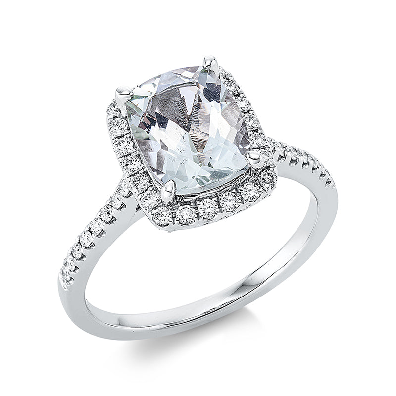 Ring mit Amethyst  aus 750/-18 Karat Weißgold mit 50 Diamanten 0